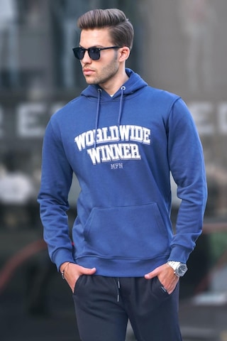 Madmext Lacivert Baskılı Kapüşonlu Sweatshirt 6149-lacivert Lacivert