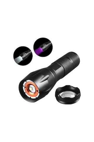 Valkyrie Çift Fonksiyonlu Ultraviyole Mor Işık Ve Xml-t6 El Feneri Dual Mode 2000 Lümens Siyah