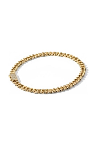 Çgk Çiğdem Gürel Kuyumculuk Çgk Royal Link 14 Ayar Altın Taşlı Gurmet Zincir Bileklik Kadın, Kutu Kilitli Premium Tasarım Gold