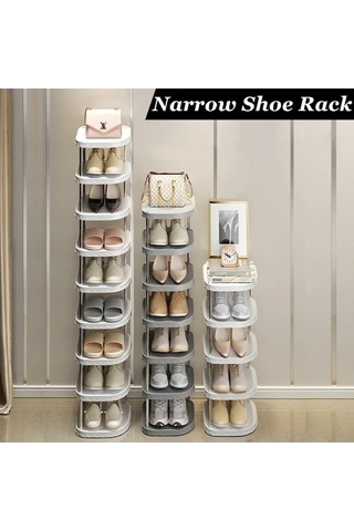 Flybuy Bosphorusboutique Rafı, 5 Katmanlı Dar Ambition Beyaz Ayakkabı, Minimalist Tasarım Beyaz