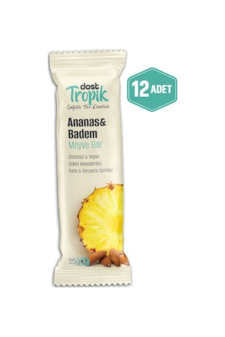 Ananas Ve Badem Aromalı Meyve Bar 35 G Meyve İçeren Pratik Atıştırmalık 12 Adet