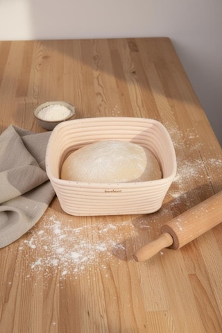 Bambum Puder - Ekmek Mayalama Sepeti Kare 20 Cm Ahşap