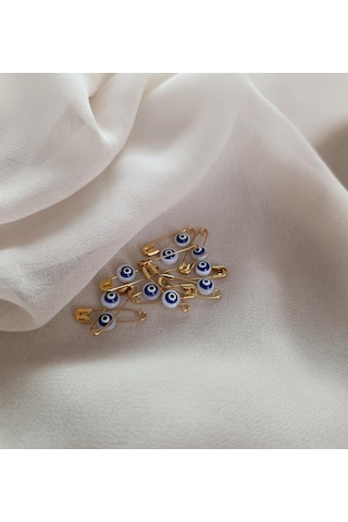 Nazar Boncuklu Sedef Maşallahlık İğneli 10 Adet 0.8 Mm Çeyiz Bohçası İğnesi