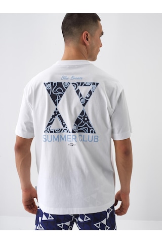 Xint Beyaz Pamuk Dokulu Regular Fit Tişört 502249