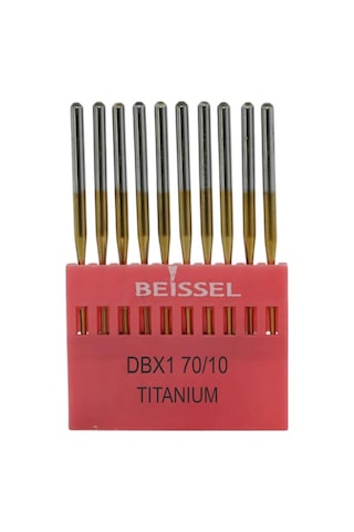 Lexroo Dbx1 Sanayi Tipi Düz Makine İnce Dipli İğne 10/70 Numara Altın Ses Uçlu 10 Adet 1 Paket