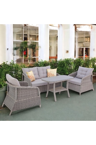 Vortex İkili Rattan Bahçe Oturma Grubu Rehome Kahverengi - Krem