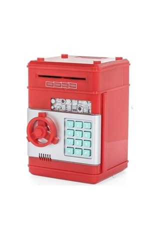 Kişiye Özel Şifreli Otomatik Kağıt Para Alan Kasa Kumbara Kırmızı