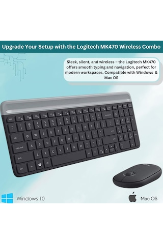 Logitech Mk470 Kablosuz Klavye Ve Fare Combo 2.4 Ghz Usb Dongle İle Uyumlu Diğer