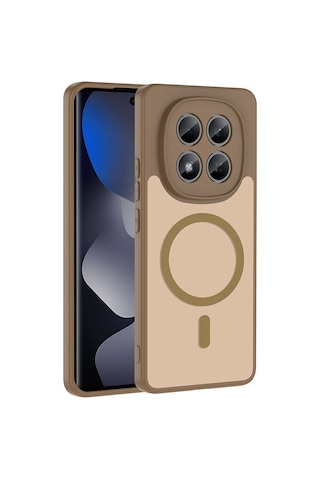 Maks Technology Redmi Note 15 Pro 4g Kılıf M-safe Şarj Özellikli Mkst Babet Kapak - Kahverengi