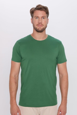 Tudors Unisex Slim Fit Dar Kesim %100 Pamuk Yumuşak Dokulu Yeşil Bisiklet Yaka Tişört-31791 Yeşil