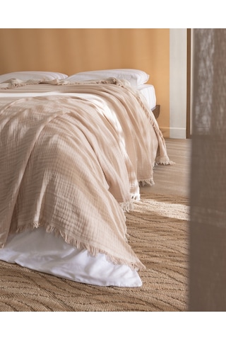 Madame Coco Auxence King Size %100 Pamuk Yatak Örtüsü - Bej 8684427353349 Çok Renkli
