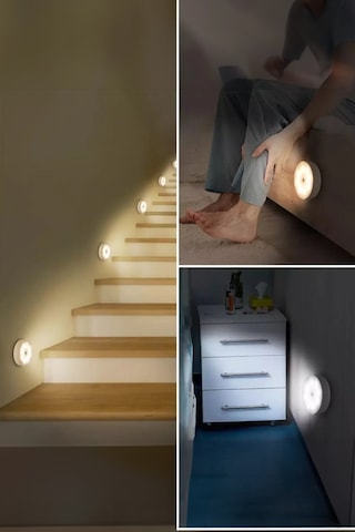 Thentech Merdiven Yanı Hareket Sensörlü Lamba Led Oda Masa Altı Dolap İçi Beyaz