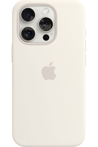 Apple Uyumlu iPhone 15 Pro Logolu Kılıf Lansman Silikon Kılıf - Beyaz