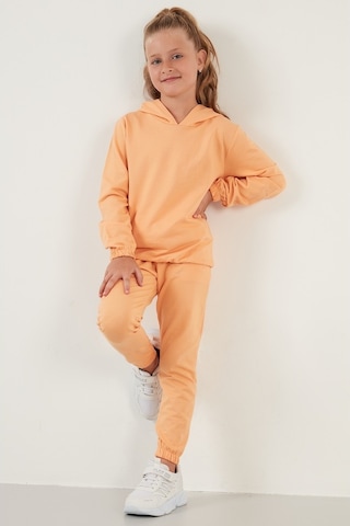 Lela Kapüşonlu Cepli % 100 Pamuk Çocuk Unisex Çocuk Takım 5922021 Turuncu