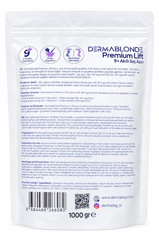 Dermalog Dermablonde Premium Lift 9+ Akıllı Toz Saç Açıcı 1000 Gr