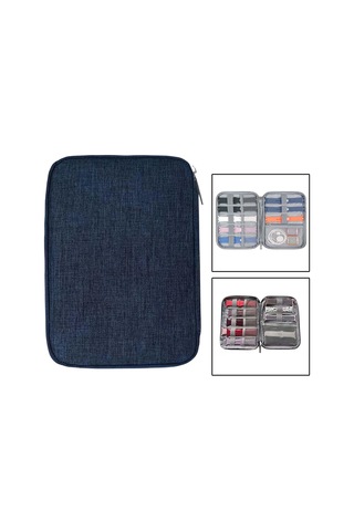 Homyl Saat Kordonları Saklama Çantası Kablo Seyahat Koyu-mavi