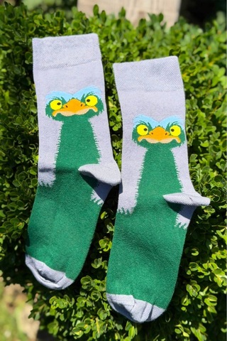 Lousocks Deve Kuşu Desenli Tasarım Unisex Soket Çorap Gri