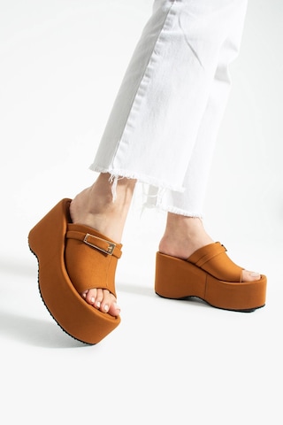 Dabab Shoes Lunara Kadın 3'lü Paket Tokalı 10 Cm Platform Topuklu Kalın Taban Terlik Sandalet Taba - Bej - Siyah Siyah Kombin