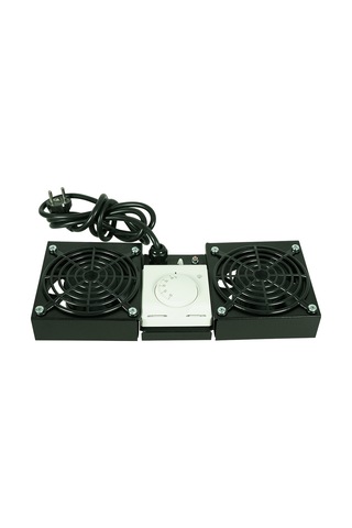 Canovate 2Li Rack Kabin Fan Modülü Termostatlı Duvar Tipi Siyah