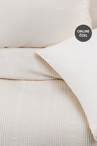 Liona Çift Kişilik %100 Pamuk Pike Takımı - Ekru