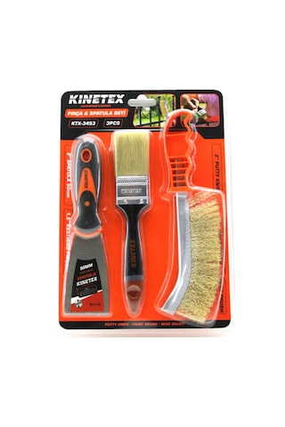 Kinetex Fırça & Spatula Seti 3 Parça Tel Fırça + Boya Fırçası + Spatula