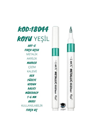 Fırça Uçlu Metalik Akrilik Marker Çizim Kalemi Her Yüzeye Uygun Kalıcı Mürekkep 1-6 Mm Uç Art