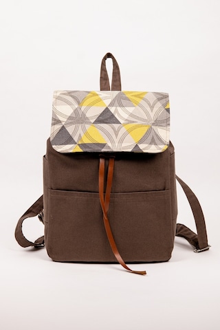 Fabric Craft Bag Sırt Çantası Duck Kumaş Kapaklı 38x40 Cm Kahverengi