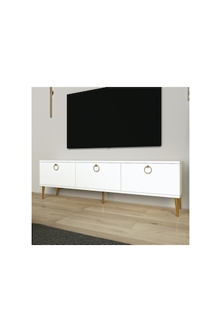 Milan 150 Cm Tv Ünitesi, Tv Sehpası Beyaz - Altın Beyaz Milan 150 Cm Tv Ünitesi, Tv Sehpası Beyaz - Altın Beyaz