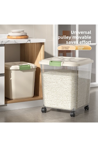 Ranyeek Gıda Seviyesi Muhafaza Kabı: Nem Ve Haşere Koruma, 10 Kg Kapasite, Beyaz + Ölçüm Kasesi - Ev Ve Mağaza İçin Tam Kapalı Pirinç Kutusu Diğer