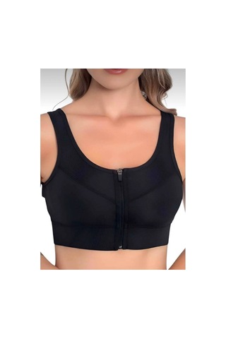 Gigi Luxe Kadın Fermuarlı Crop Kadın Fermuarlı Büstiyer Siyah Siyah