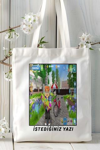 Art Hediye School Party Craft Mobil Oyun Baskılı Omuz Çanta Çift Tafaflı Baskı Kişiye Özel 6 Çok Renkli