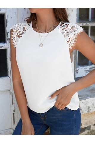 Kadın Kısa Kollu Bisiklet Yaka Ithal Krep Bluz Antrasit Melanj