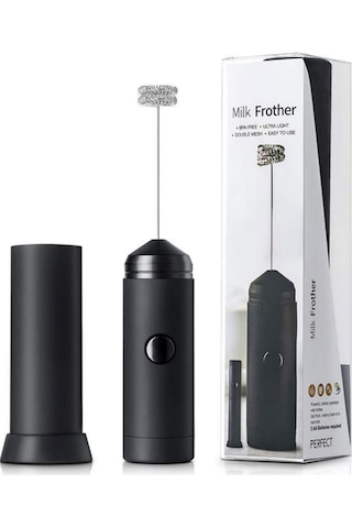 Fosenze El Tipi Elektrikli Çift Ağızlı Süt Köpürtücü, Latte-cappuccino Barista Sanatı, Yumurta-milk Karıştırıcı Pil Dahil Değil Siyah