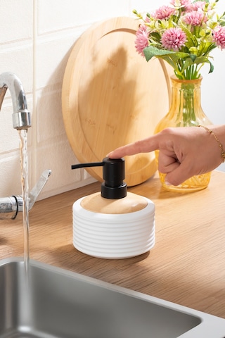 Porsima 3125 Banyo Ve Mutfak Sıvı Sabunluk 350ml Beyaz-ahşap Beyaz
