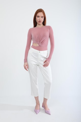 Kadın Likralı Esnek Slim Fit Pantolon Beyaz