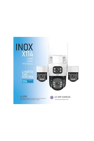 Inox 3+3+3mp Ptz Speed Dome Wıfı Kablosuz Ip Kamera Inox-x114 Ptz