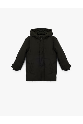 Koton Uzun Kollu Çıtçıt Detaylı Cepli Slim Fit Kapşonlu Mont Siyah 6wkb00017tw Siyah