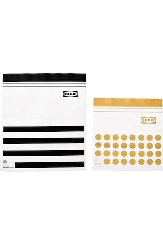 Ikea Istad Kilitlenebilir Buzdolabı  Poşeti - Sarı / Siyah - 60 Adet - 1 L ve 0.4 L