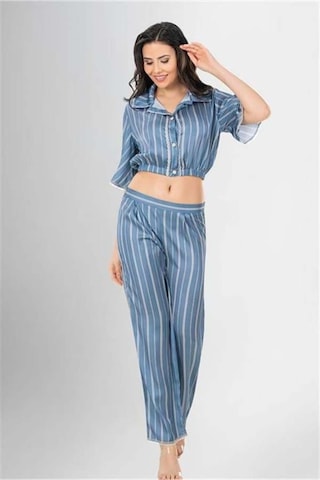 Veraura Lifestyle 2 Li Desenli Saten Pijama Takımı Grsel
