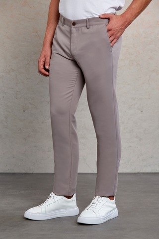 Hatemoğlu A. Gri.d Slim Fit Desenli Yandan Cep Kanvas Pantolon Açık Gri