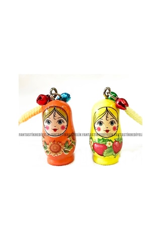Matruşka Iç Içe Geçmeli Ahşap Rus Bebek Araba Ayna Süs Anahtarlık