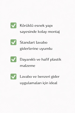 Mehmet Öztürk Körüklü Sifon Lavabo Gider Bağlantısı Esnek Boru 70 Cm Beyaz