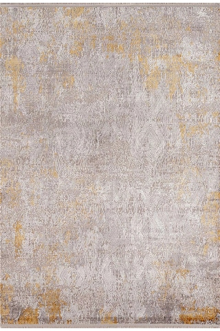Sanat Halı Doku 1083 Gri Hardal Modern Salon Halısı Hardal