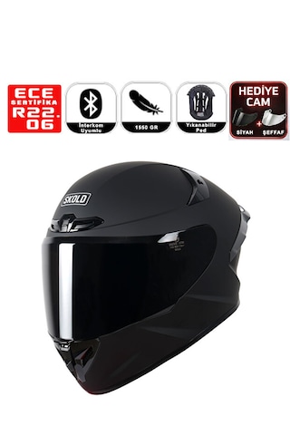 Skold Rapid Full-face Motosiklet Kaskı Ece-22.06 Mat Siyah