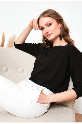 Lela Bisiklet Yaka Truvakar Kol Bayan Bluz 5861416Y Siyah