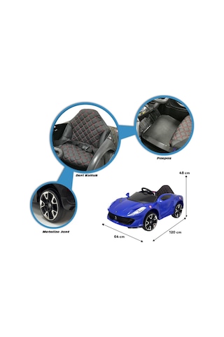 Favori Gt 12v Vitesli Işıklı Sesli Bluethooth Destekli Emniyet Kemerli Akülü Araba Lacivert