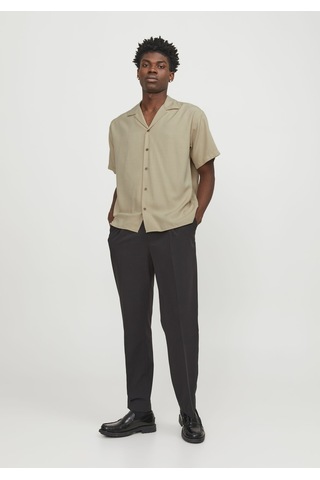 Jack & Jones Erkek Rahat Kesim Kısa Kollu Gömlek - Caaron 12251027 Fields Of Rye Kahverengi