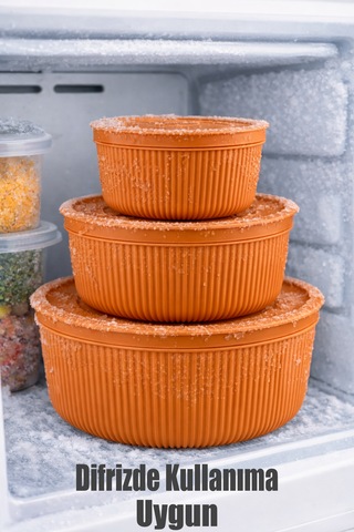 Saklama Kabı 3'lü Set 1550 - 1000 - 550ml Depolama Kutusu - Gıda Çerezlik Hobi Çok Amaçlı Box Turuncu