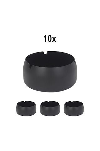 10 Adet Çelik Siyah 8 Cm Kafe Restaurant Lokanta Yuvarlak Kül Tablası Küllük