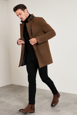 Buratti Slim Fit Düğmeli Dik Yaka Kaşe Erkek Kaban 5840099 Taba